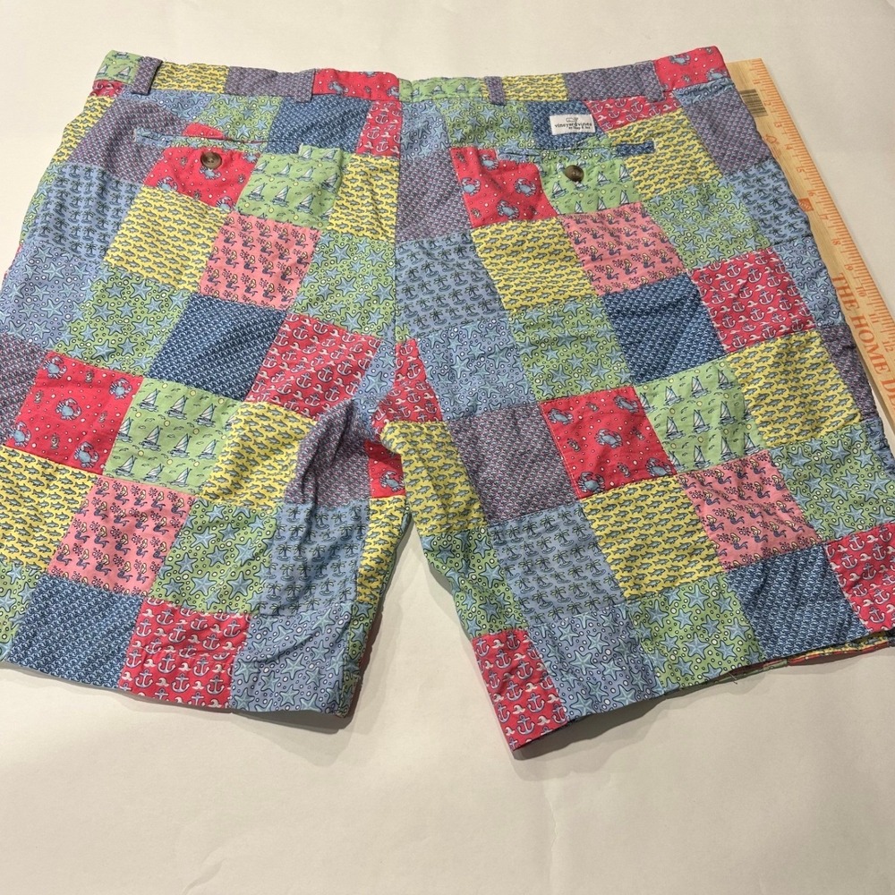 Vineyard Vines Mens Patchwork Shorts Nautical Print Colorful Size 40 Preppy